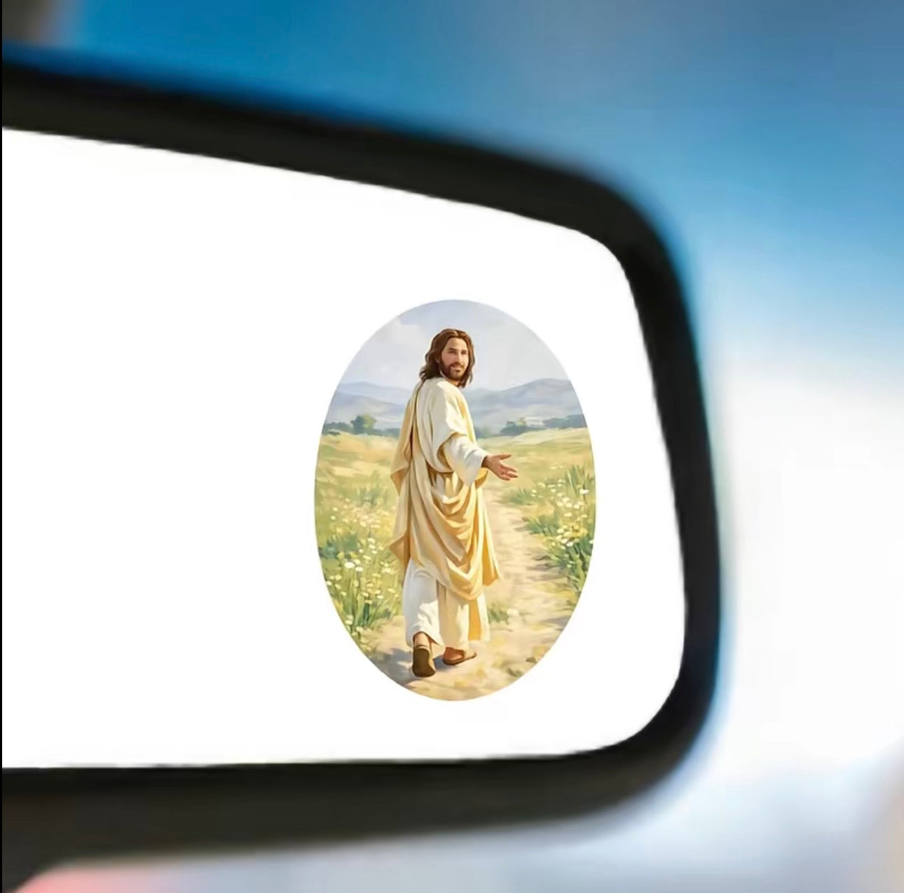 4pcs Religious Rear Mirror Sticker Virgin Mary & San Judas Vinyl Decals for Car Decor
