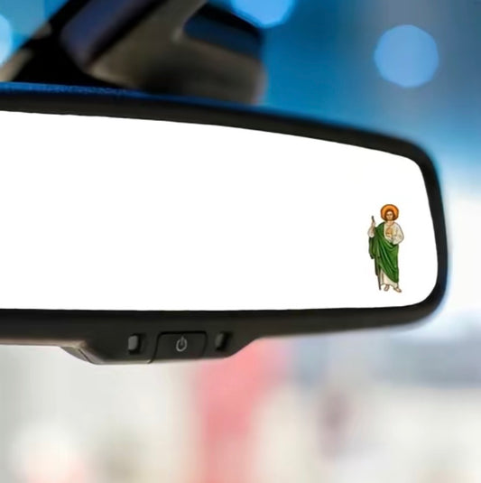 4pcs Religious Rear Mirror Sticker Virgin Mary & San Judas Vinyl Decals for Car Decor